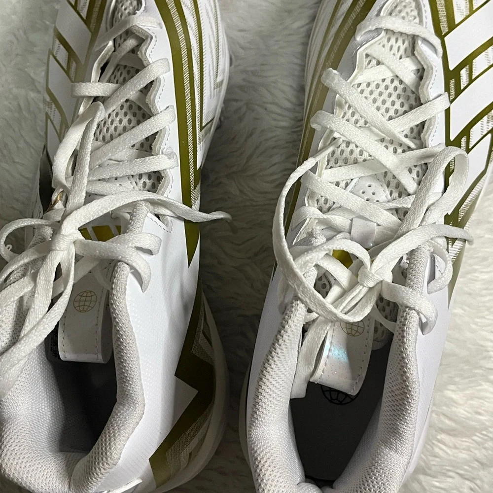 ADIDAS Freak Spark 23 Mid Top White And Gold Football Cleats Size 10.5